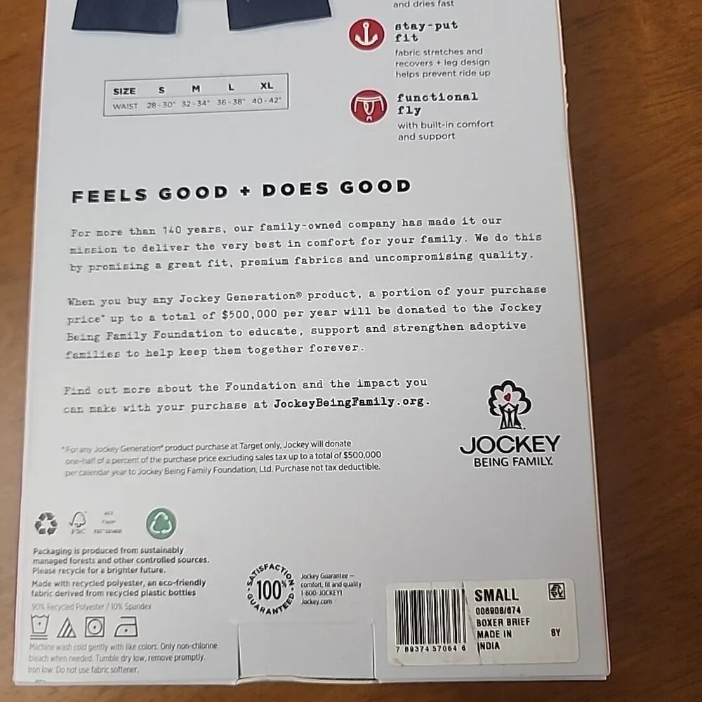 Jockey Generation 3 Pair Men's Boxer Briefs No Chafe Pouch Polyester Small 28-30